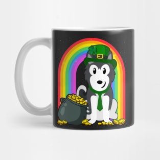 Siberian Husky Rainbow Irish Clover St Patrick Day Dog Gift design Mug
